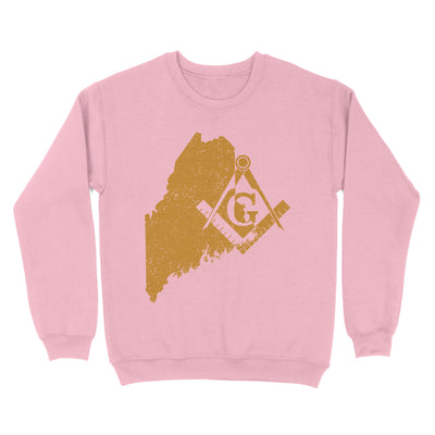 Maine Freemason State Map Square & Compass Symbol - Sweatshirt