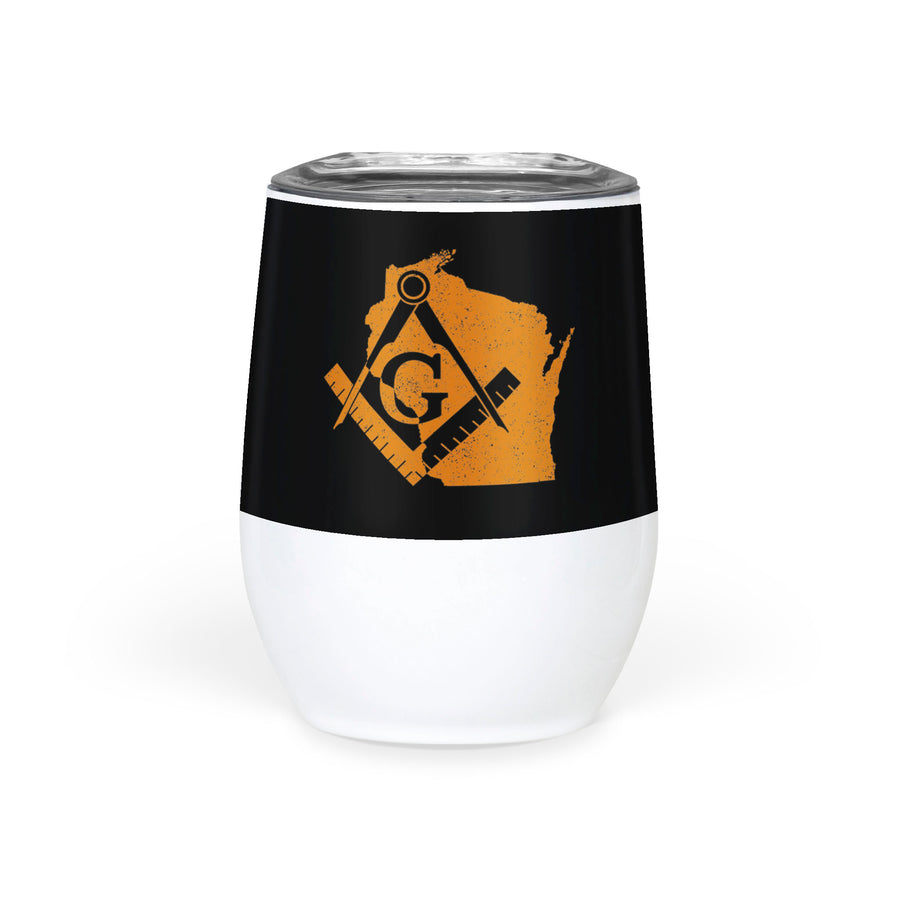 Wisconsin Square & Compass Freemason symbol state map - Wine Tumbler