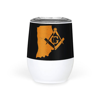 Indiana Square & Compass Freemason symbol state map - Wine Tumbler