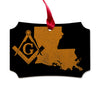 Louisiana square & compass freemason symbol state map - Scalloped Wooden Maple Ornament