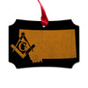Montana square & compass freemason symbol state map - Scalloped Wooden Maple Ornament