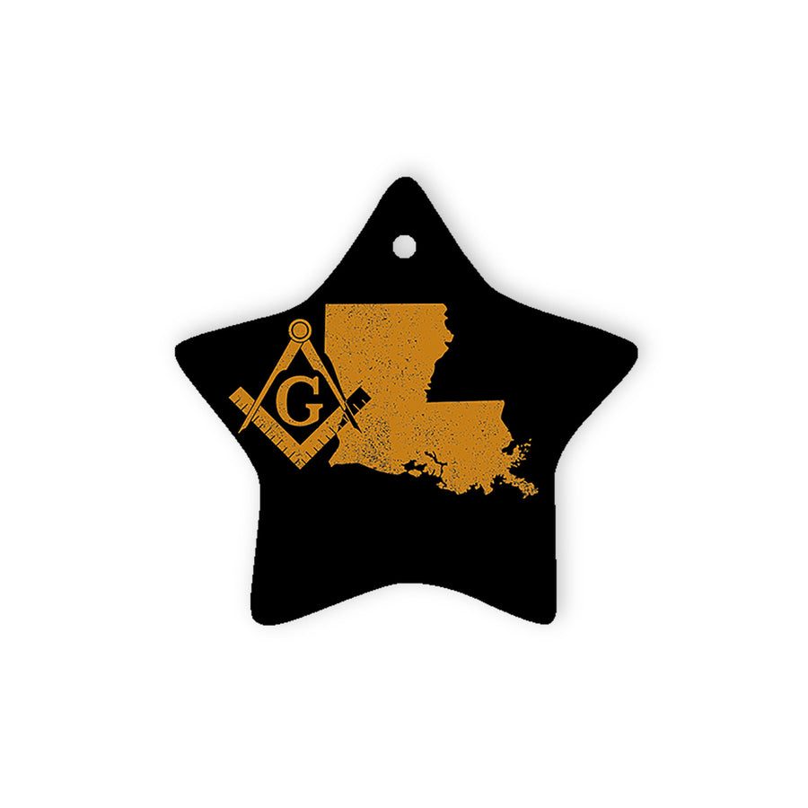 Louisiana square & compass freemason symbol state map - Star Ceramic Ornament (2 sided)