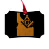 Idaho square & compass freemason symbol state map - Scalloped Wooden Maple Ornament
