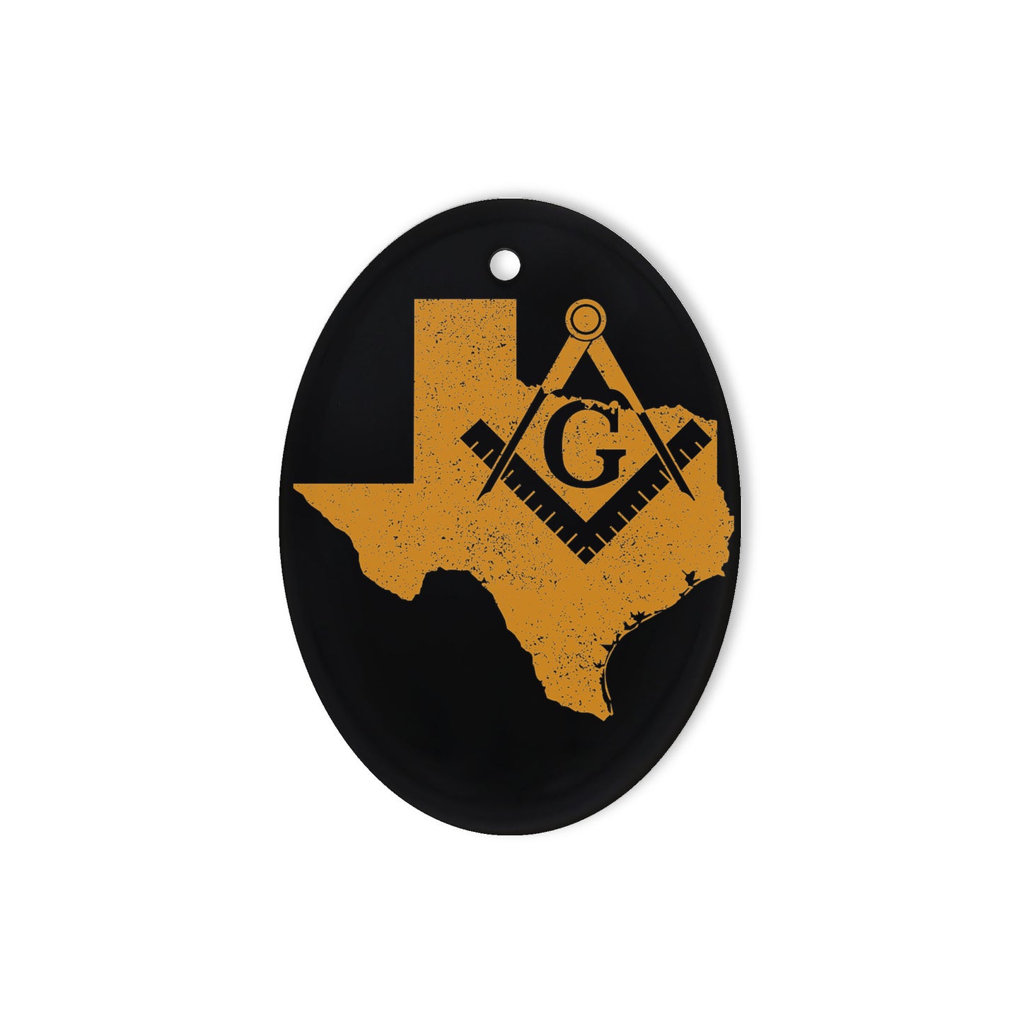 Texas square & compass freemason symbol state map - Oval Ceramic Ornament (2 sided)