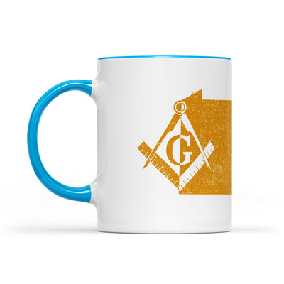 Pennsylvania square & compass freemason symbol state map - Accent Mug