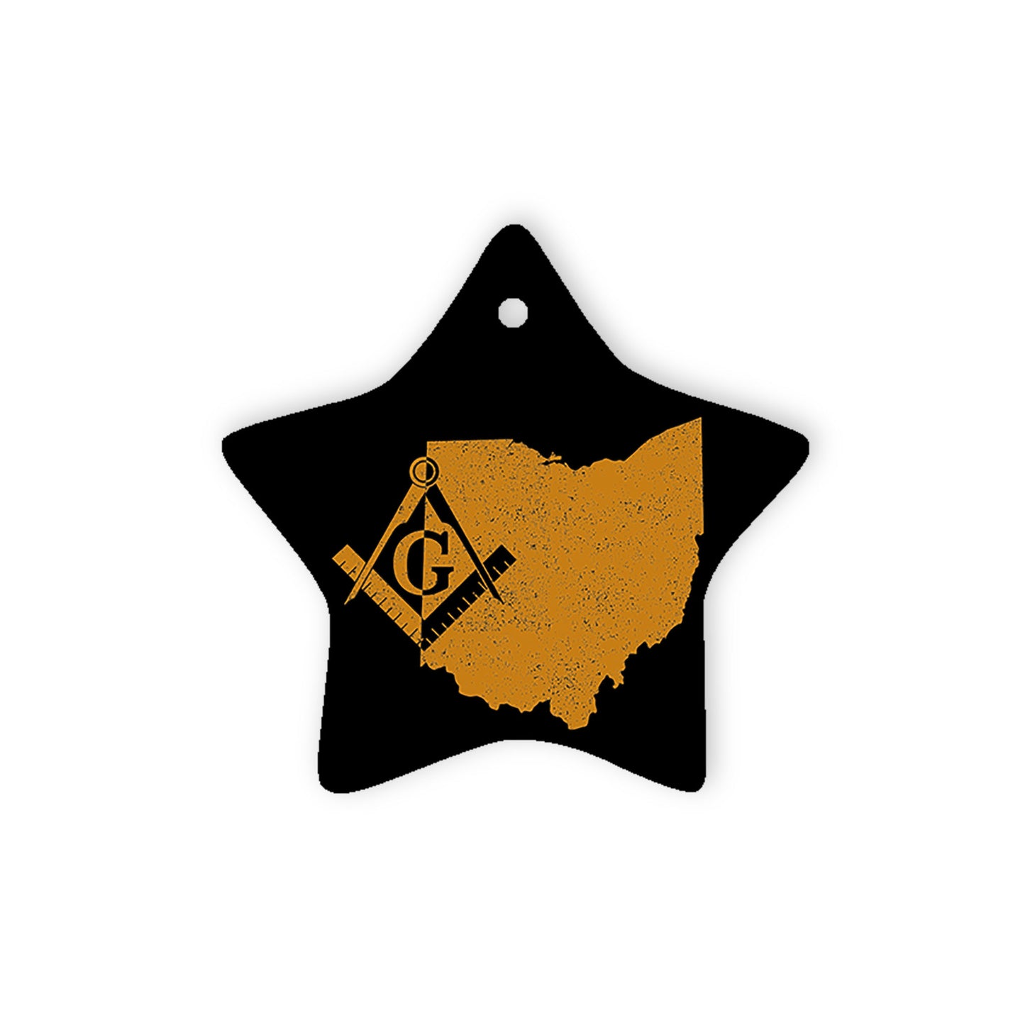 Ohio square & compass freemason symbol state map - Star Ceramic Ornament