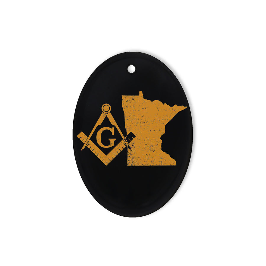 Minnesota square & compass freemason symbol state map - Oval Ceramic Ornament