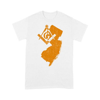 New Jersey Freemason State Map Square & Compass Symbol - T Shirt